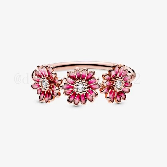 Pandora Pink Daisy Flower Trio Ring - Picture 4 of 4